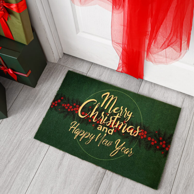 Tappeto Fuori Porta Natalizio Felici Festività